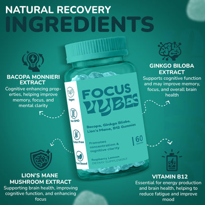 Vybes Focus & Clarity Gummies – Cognitive & Mental Performance Support – 60 Gummies