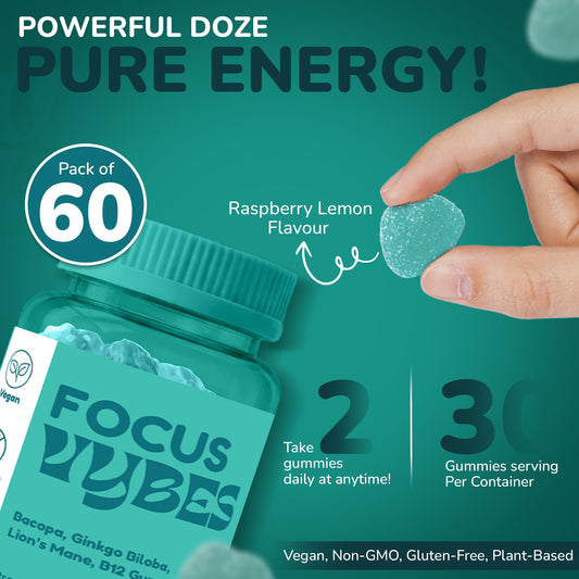 Vybes Focus & Clarity Gummies – Cognitive & Mental Performance Support – 60 Gummies