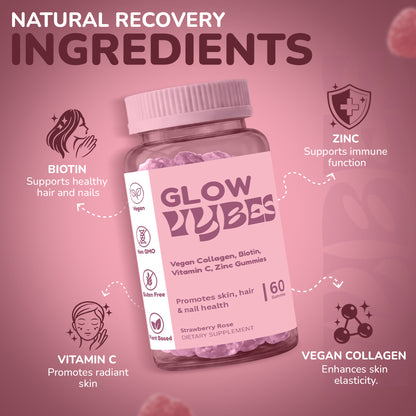 Vybes Glow Beauty Gummies – Skin, Hair & Nails Support with Biotin – 60 Gummies