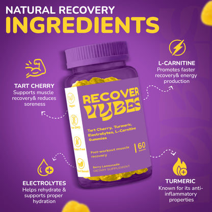 Vybes Recover Gummies – Muscle Recovery & Post-Workout Support – 60 Gummies
