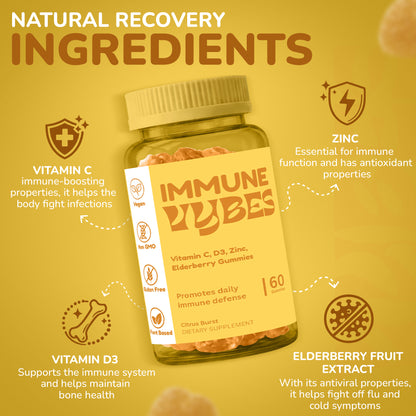 Vybes Immune Defense Gummies – Vitamin C, Zinc & Antioxidant Support – 60 Gummies