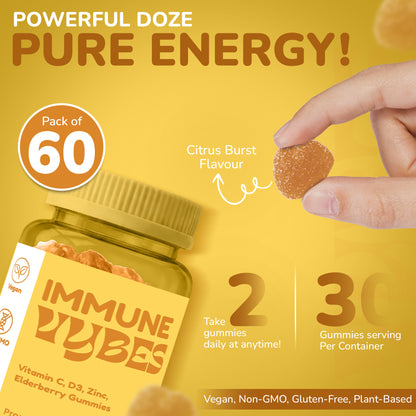Vybes Immune Defense Gummies – Vitamin C, Zinc & Antioxidant Support – 60 Gummies