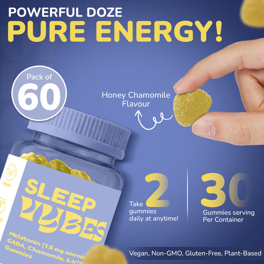Vybes Sleep Support Gummies – Natural Rest & Relaxation Formula – 60 Gummies