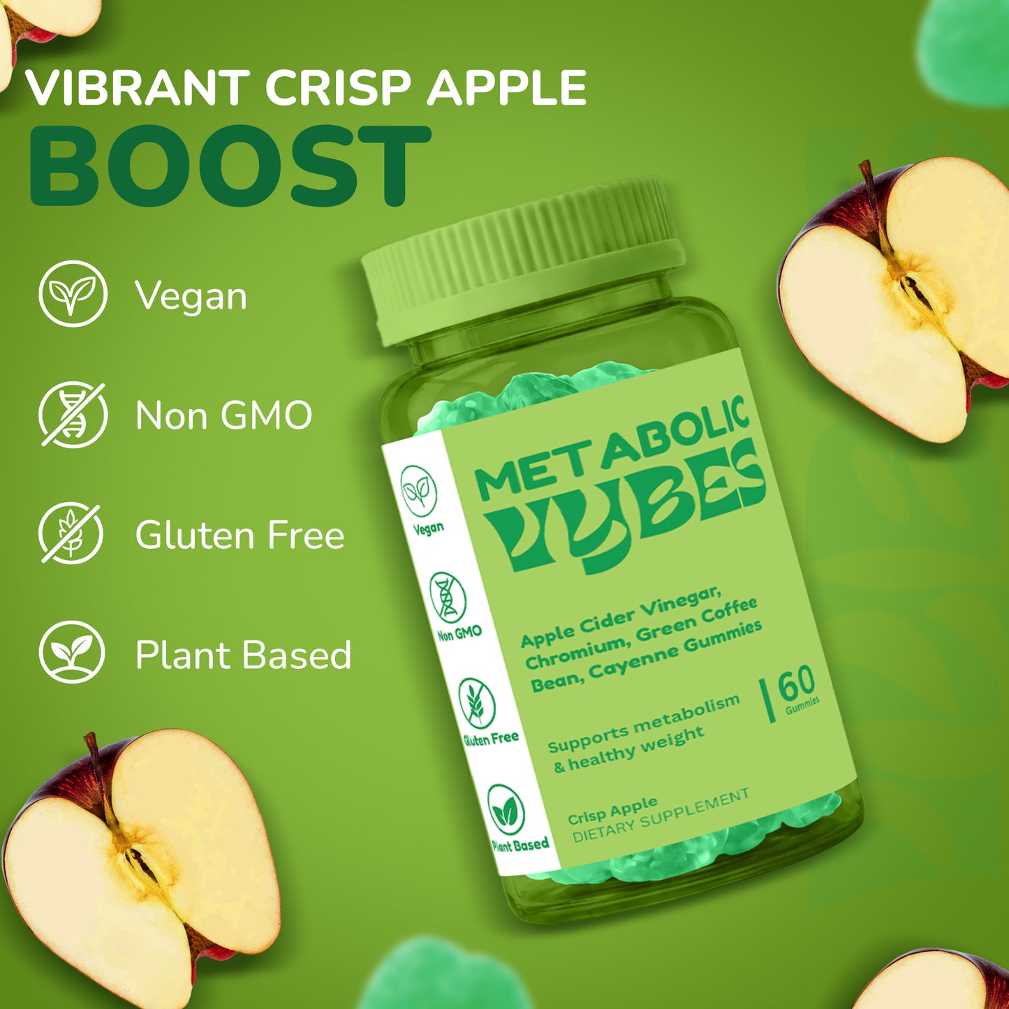 Vybes Metabolic Support Gummies – Metabolism & Energy Balance Formula – 60 Gummies